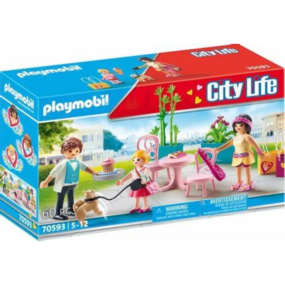 PLAYMOBIL Cafetería (70593) City Life con figuras en la terraza del bar