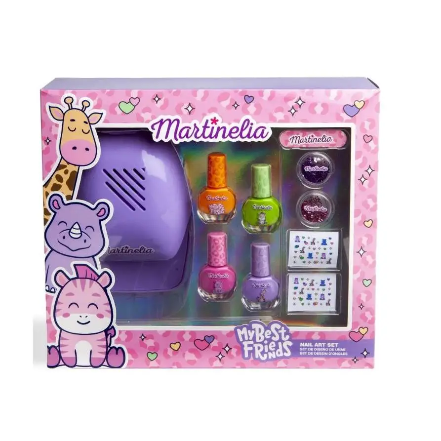 Martinelia My Best Friends Set de Uñas con secador para Niñas | Kit de Manicura Infantil con Esmaltes, Pegatinas y Decoraciones Divertidas, maquillaje infantil, regalo comunion