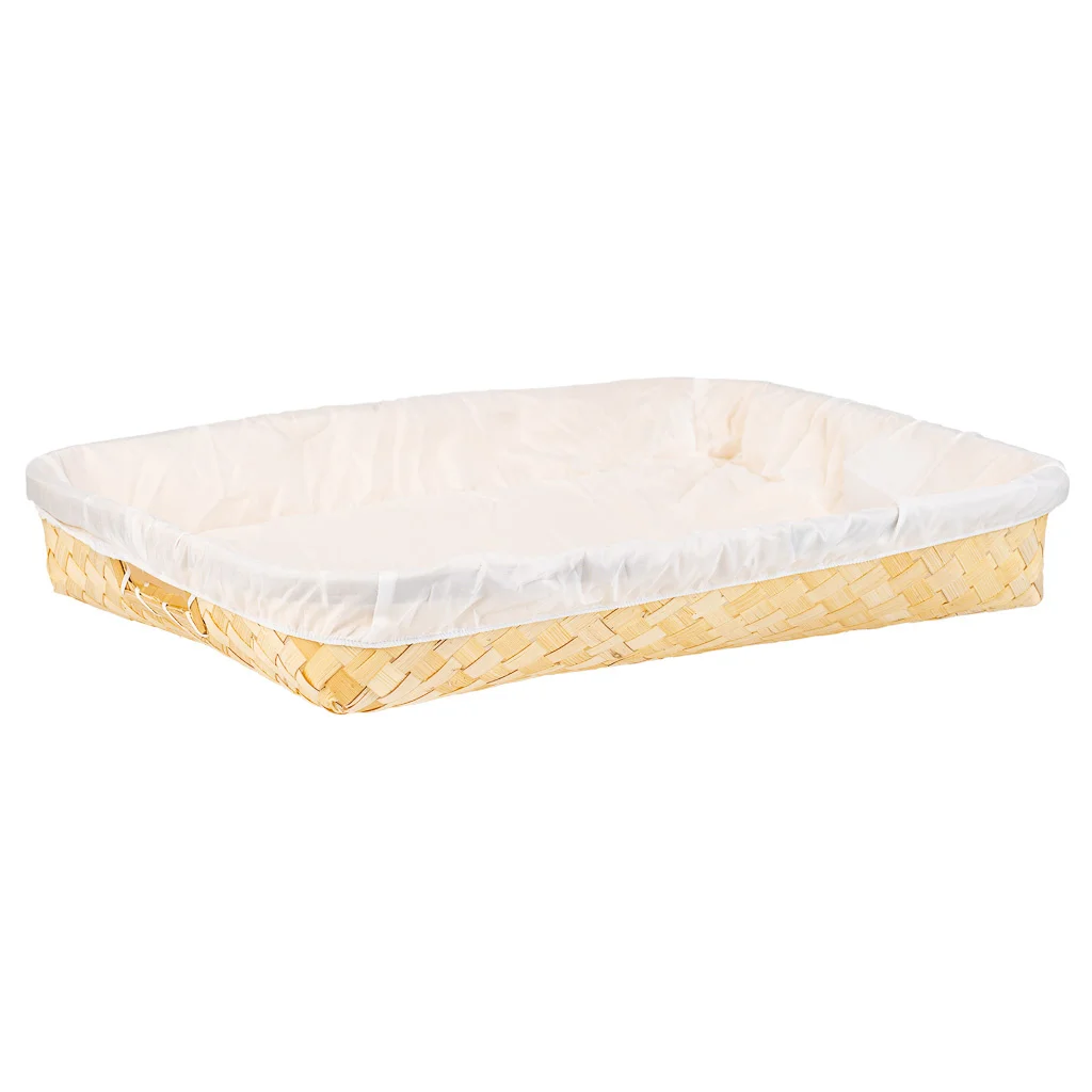 WANDERLUST DECO Bandeja de bambú forrada marrón 50x40x8h cm
