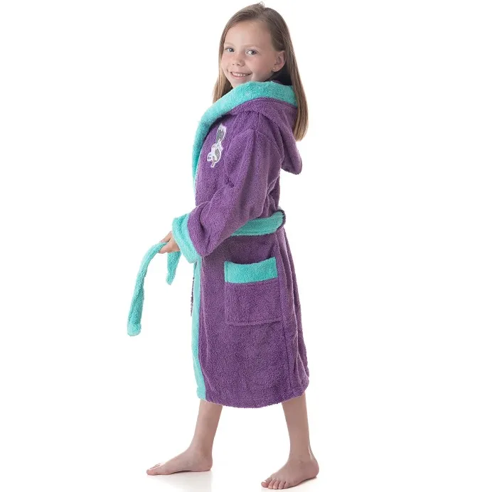 Girl's Natural cotton bathrobe 100% hood and pockets little mermaid Dream Big by DHESTIA HOME