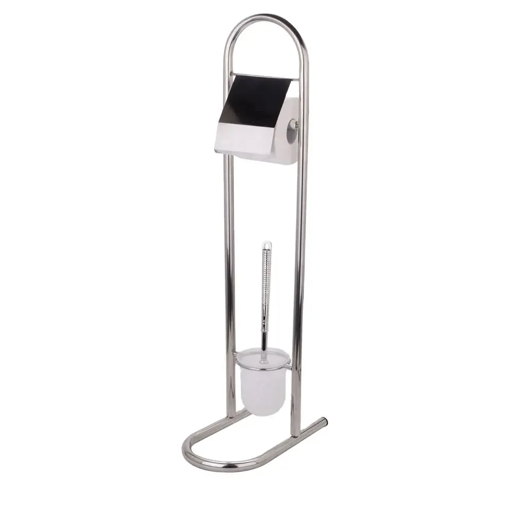 Portarrollos de Papel Higiénico de Pie de Acero Inoxidable, Soporte para Papel Higiénico y Escobilla, sin Necesidad de Taladrar, Escobilla y Portarrollos de Papel Higiénico
