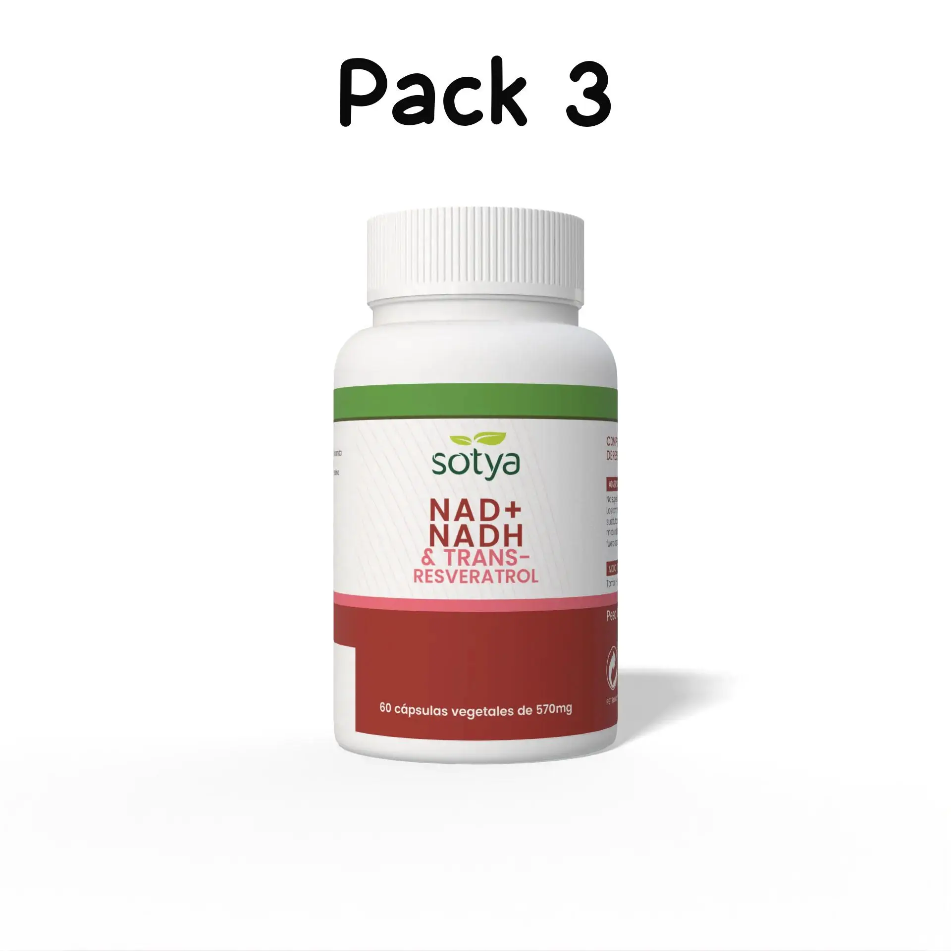 Pack 3 NAD + NADH & Trans-resveratrol 570mg 60caps Sotya