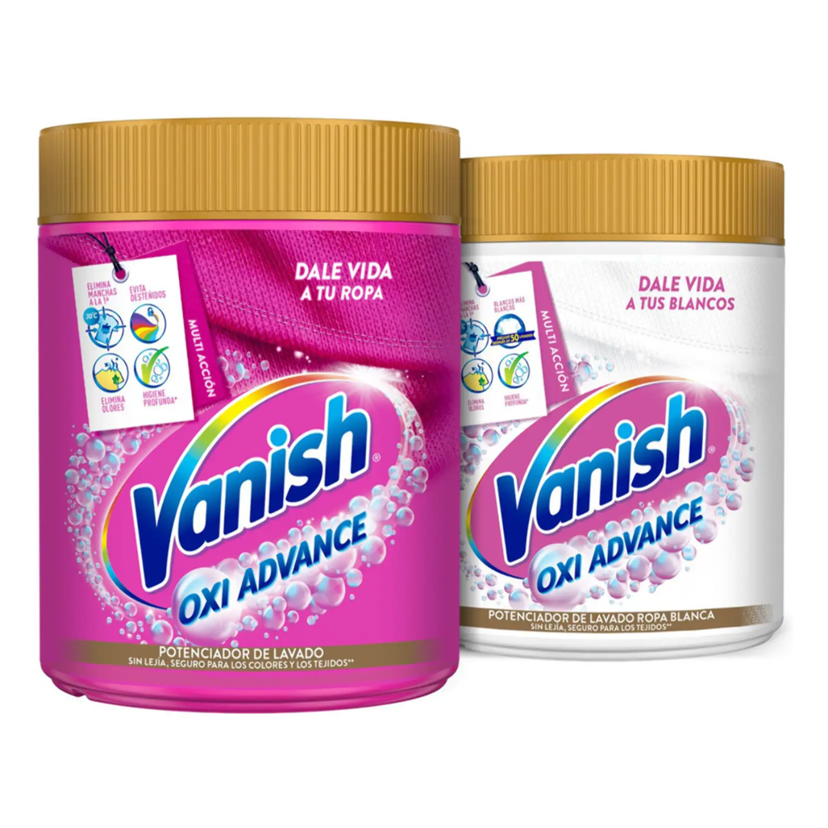 Vanish Oxi Advance 900GR Blanco+900GR Color Quitamanchas para la Ropa, elimina olores, potenciador de Lavado en polvo