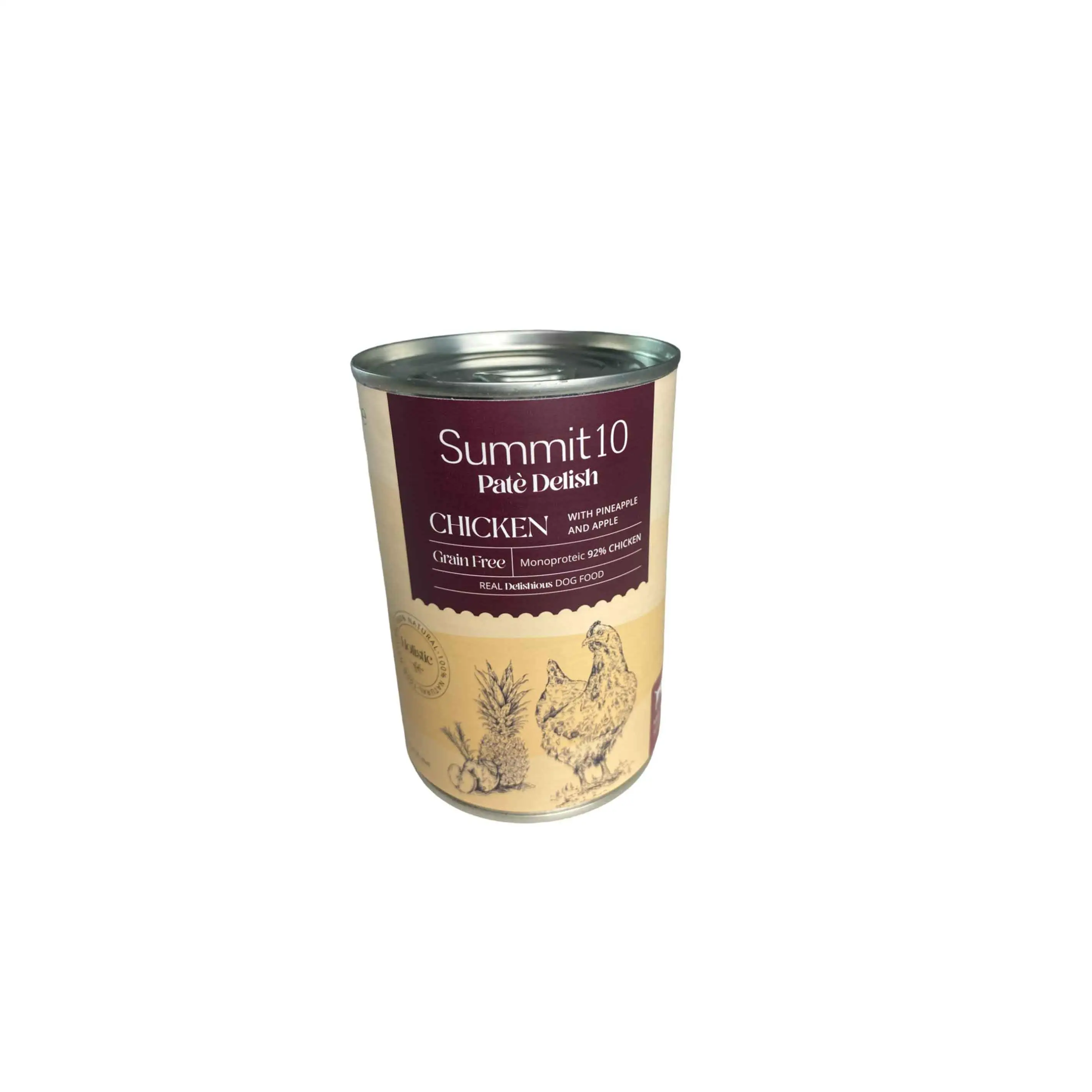 Paté para Perro Monoproteico 92% Pollo Grain Free con Piña y Manzana Lata 400 gr