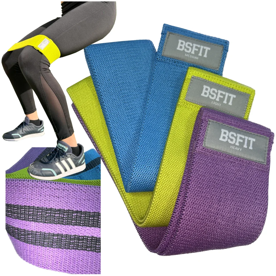 BSFIT® Cintas Elásticas Musculación Antideslizantes de Tela