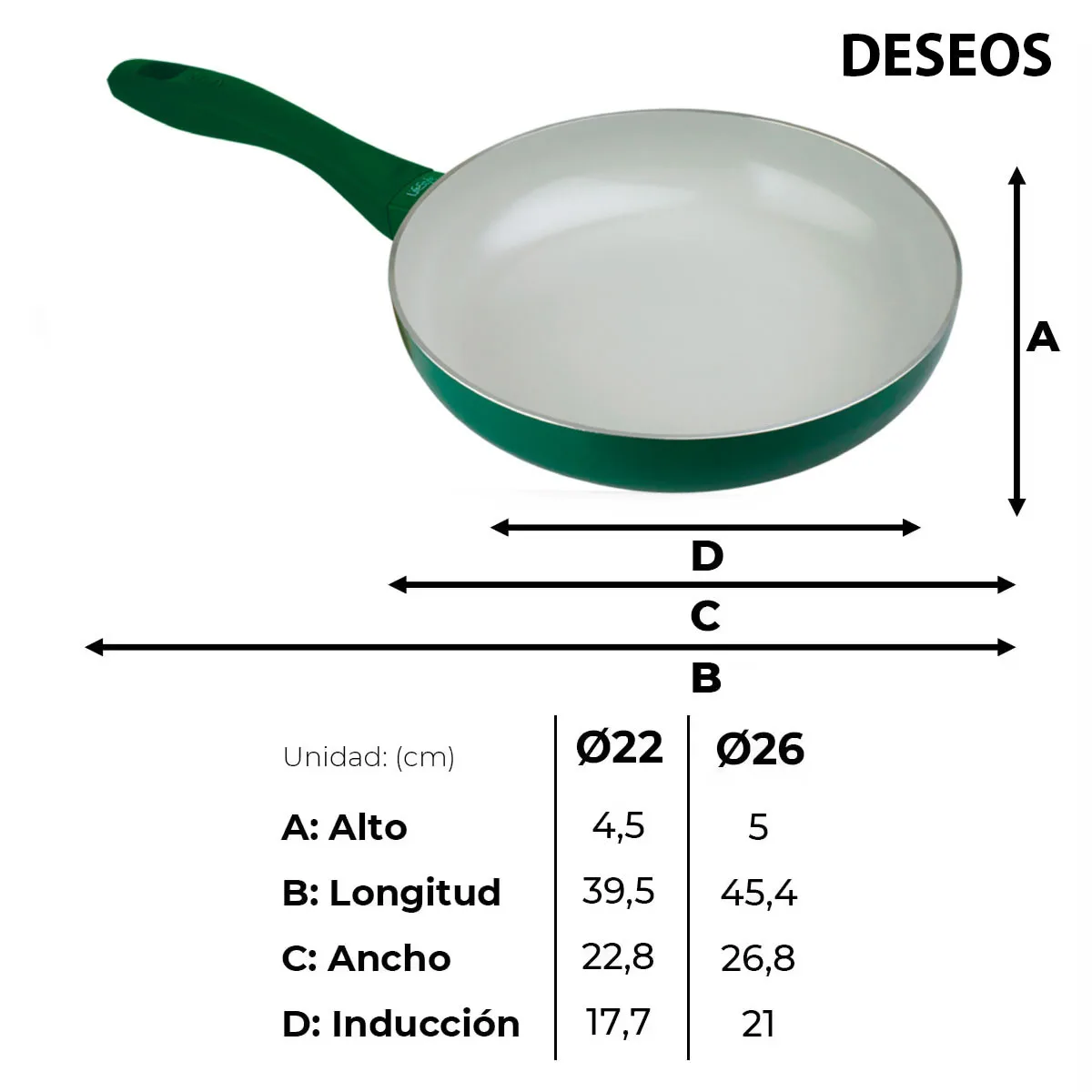 Lifestyle set 2 pans | 22 and 26 cm | Aluminum | Non-stick Gold eco green ceramic | Eco-friendly pan | Valid for induction and all kinds of fires | Free of PFOA and PTFE | Touch silicone handle