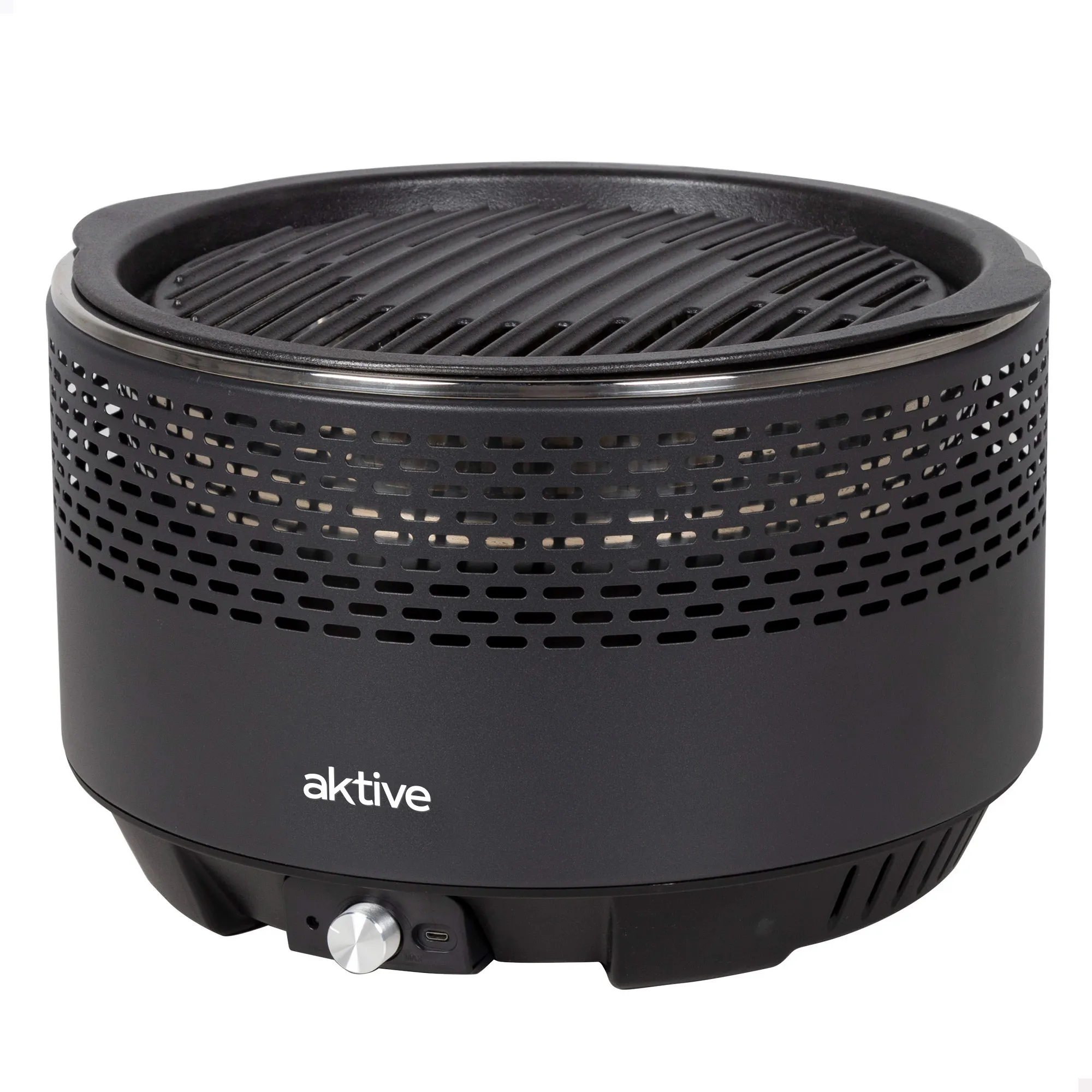 Barbacoa Portátil a carbón sin Humo Aktive negra, a pilas y 