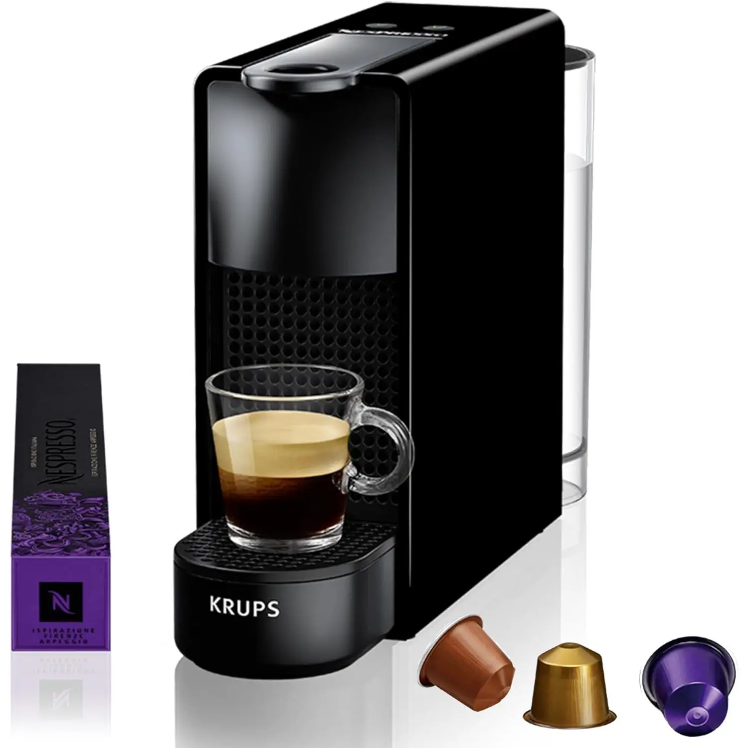 Krups Nespresso Essenza Mini XN1108 compact Nespresso capsule single-dose coffee maker 2 coffee programs 19 bars automatic shutdown Black