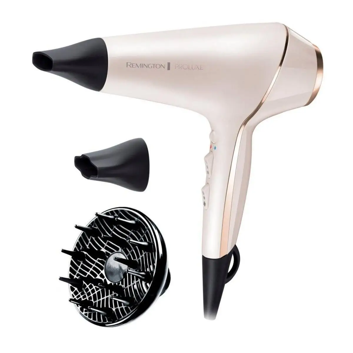 Remington professional hair dryer ProLuxe AC9140 | 2400W power, OPTIHeat technology, ion generator, AC Motor, 3 temperatures, 2 speeds, including diffuser and concentrator.