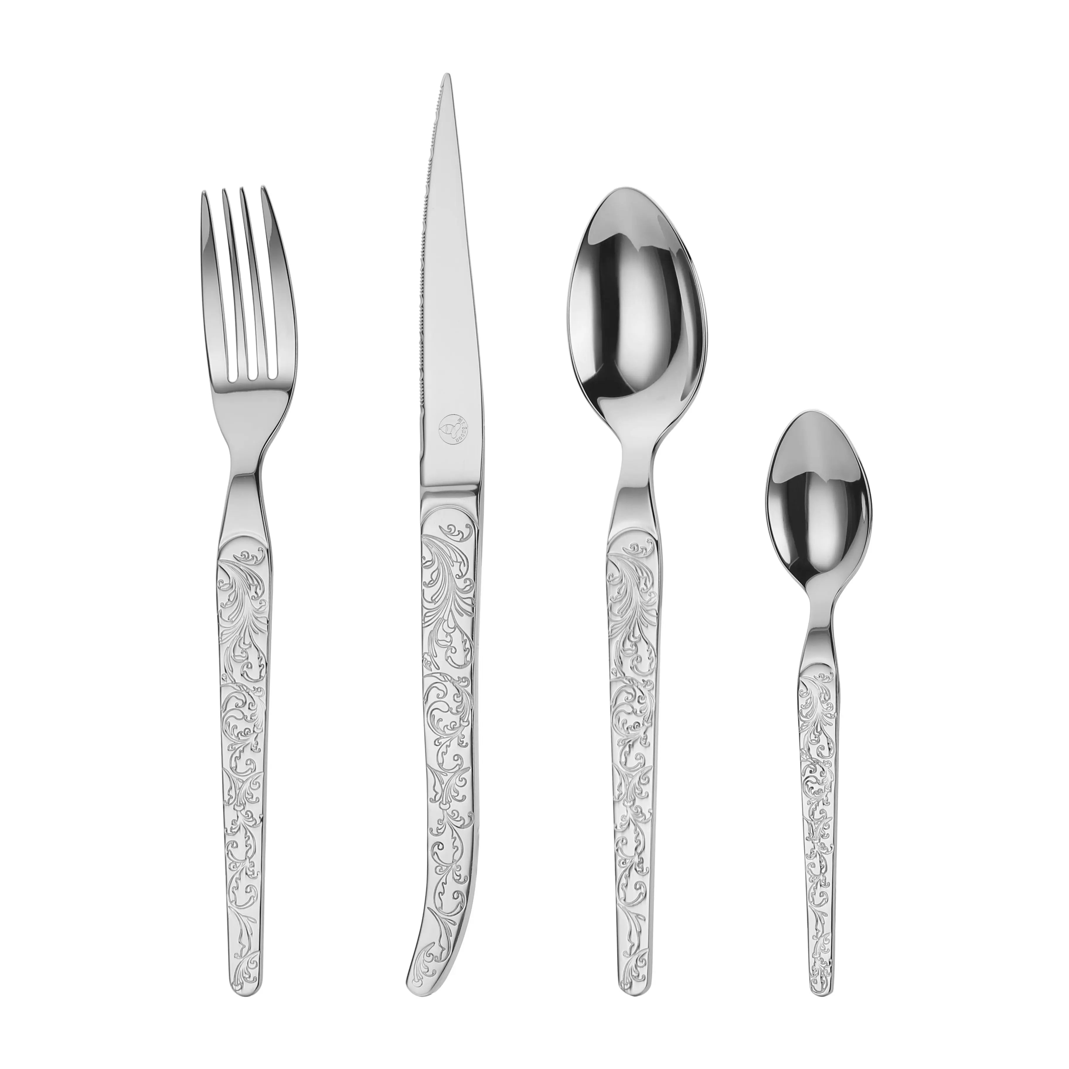 Mr.Spoon Juego 24 Piezas Cubiertos, Acero Inoxidable 18/0, Plateado, Alta acabado, Diseño moderno, Incluye cuchillo,tenedor,cuchara,cucharilla, Cubertería, Apto para lavavajillas. Ideas de regalo，