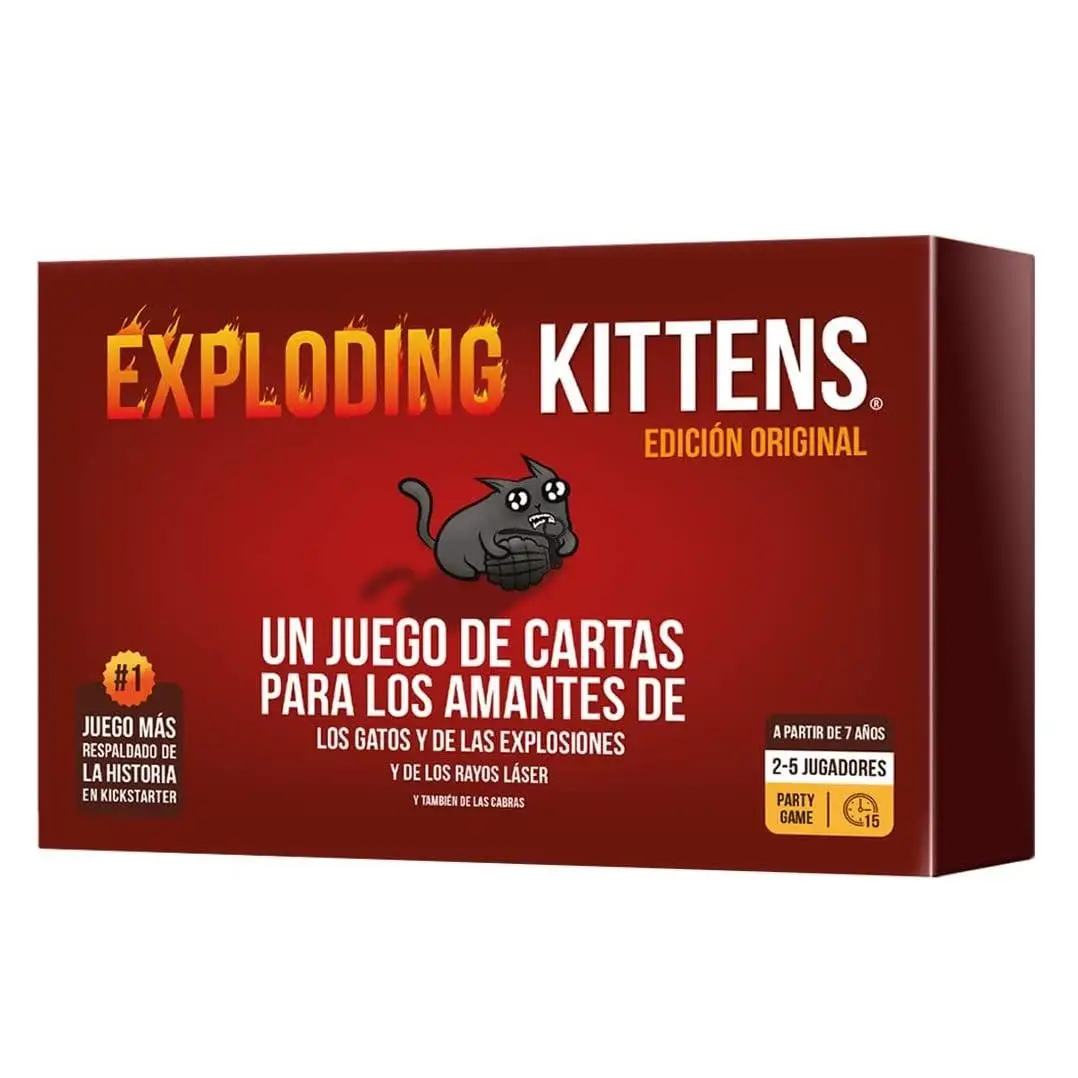 Asmodee Exploding Kittens-card game in Spanish for 2-5 players with 20 new cards