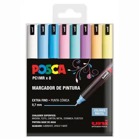 Posca estuche basic marcador  pc-1mr/8c colores surtido pastel -8u-