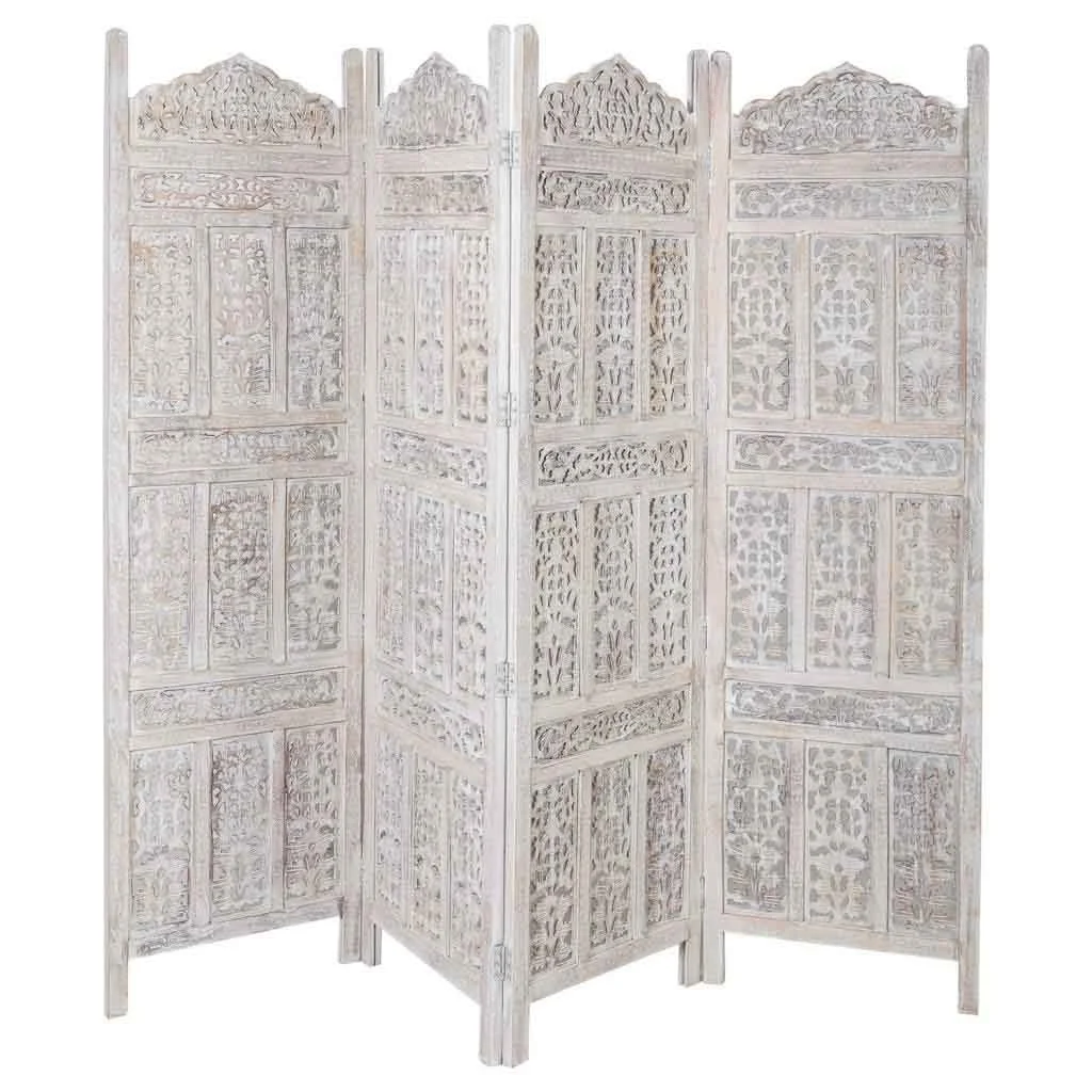 Wonderlust Deco - Biombo de madera artesanal blanco 50(x4)x2,5x180h cm Blanco 50(x4)x2,5x180h cm