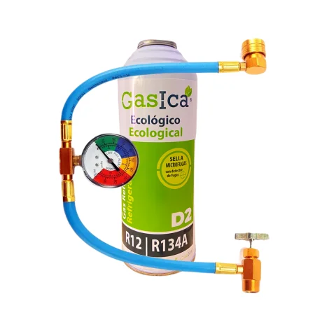 Organic refrigerant GAS container organic GASICA D2 226gr substitute R12 R134A + automotive manometer charging KIT