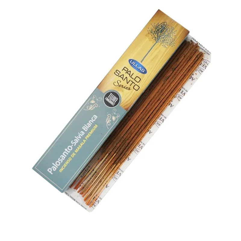 Palo Santo Incense with Lavender, Vanilla, Copal, Dragon Blood, Rose, Jasmine, Rue, White Sage, Cinnamon, and Musk - Set of 12 x 15g boxes for aromatherapy and home fragrance.