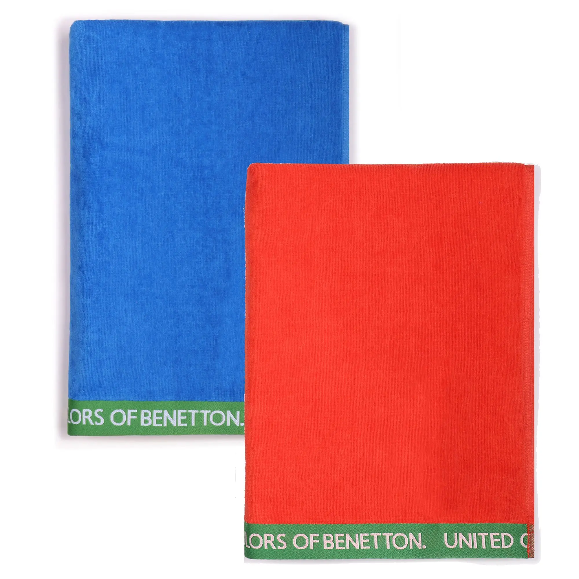 UNITED COLORS OF BENETTON Set OF 2 beach towels 90x160cm 380GSM Velour 100% cotton