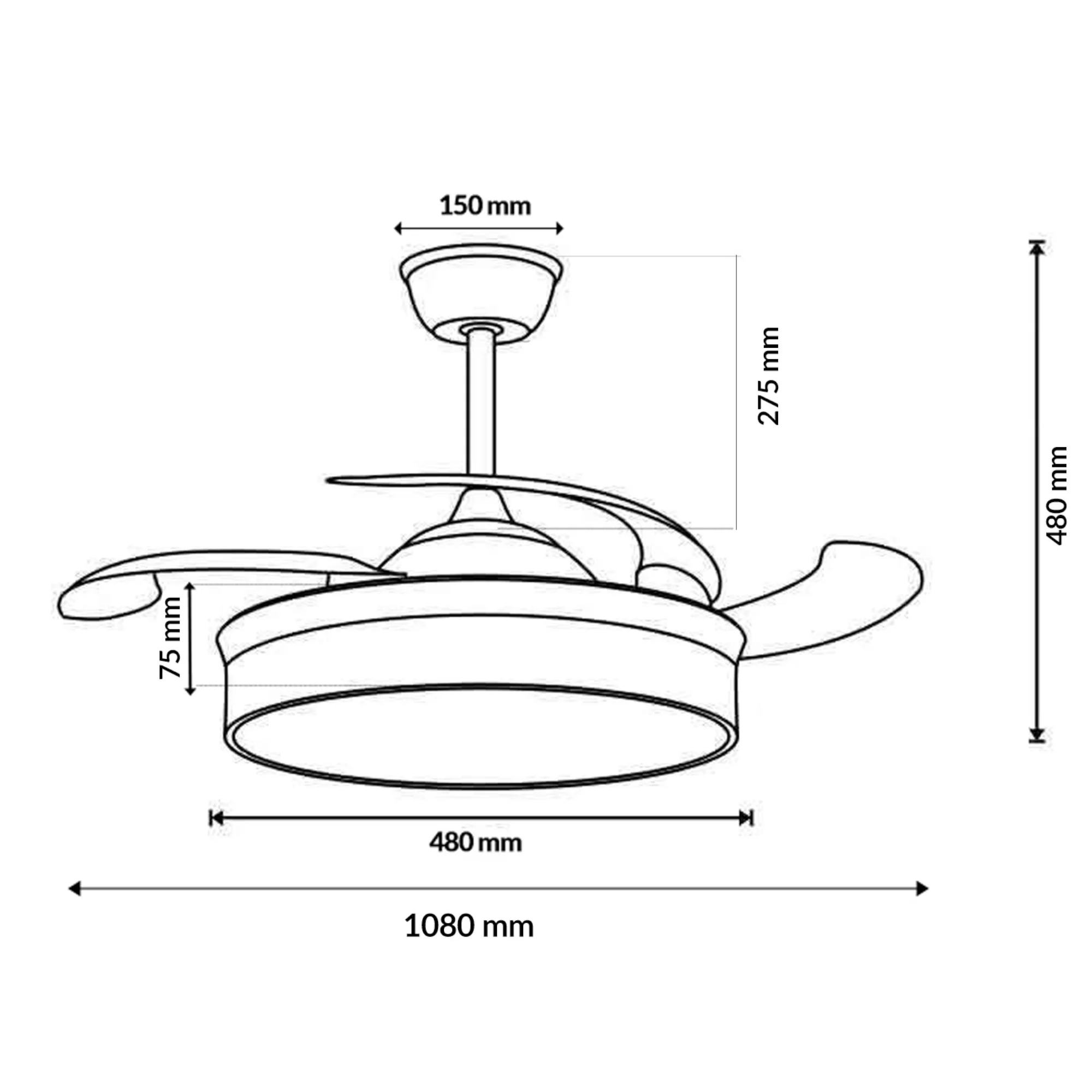 Ventilador de techo con luz LED 36W en 3 Temperaturas de Luz con Mando a Distancia -Motor DC Eficiente y Silencioso, 3 tonalidades, aspas