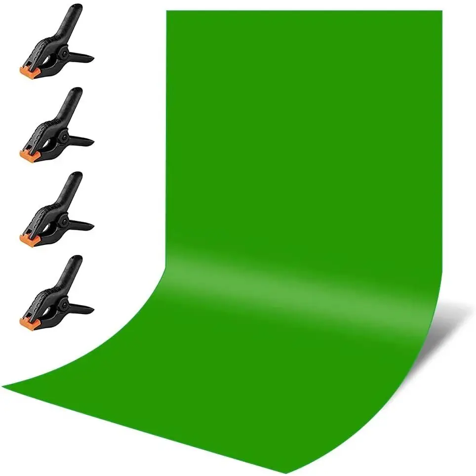 Fondos fotográfico, 3x2m con 4 Clips, 100% algodón Pantalla de estudio fotográfico, Fondo fotografia Croma Pura Muselina para Estudio fotográfico para Fotografía, video y televisión green screen Color