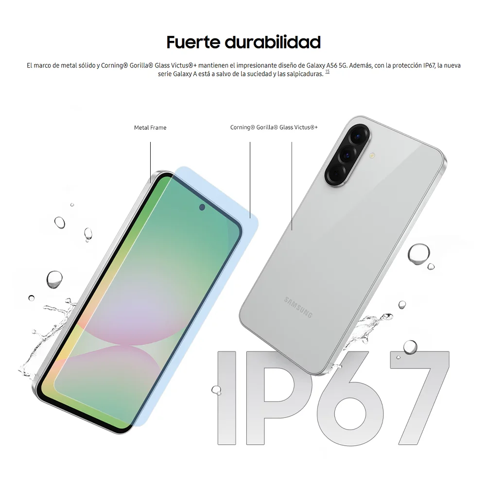 Samsung galaxy a56 5g mobile phone global version smartphone, awesome intelligence ai, 6.7" super amoled fhd+ 120hz screen, 50mp+12mp+5mp main camera, 5000 mah battery, octa-core exynos 1580 processor, ip67