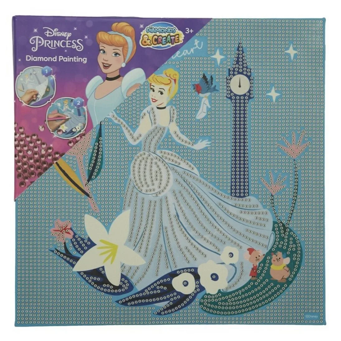 Display Cuadro De Pintura Con Diamantes Disney Cenicienta 29x29cm