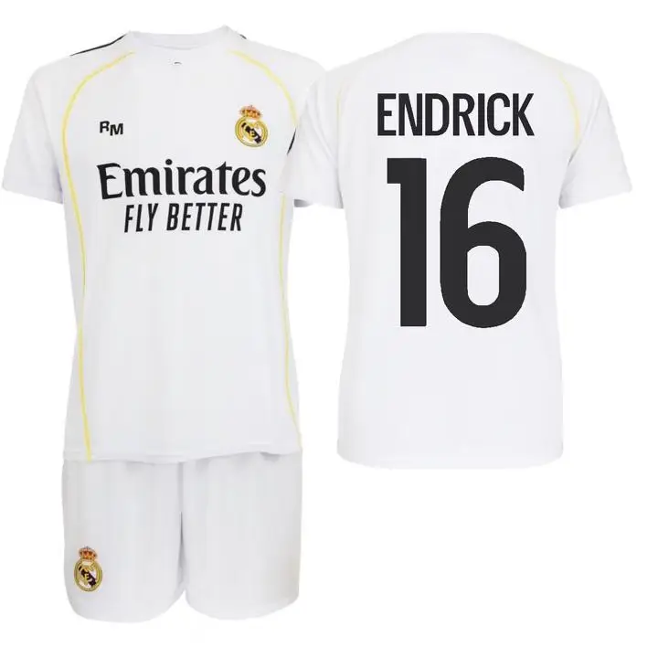 Real Madrid conjunto camiseta y pantalon- Réplica oficial con licencia- ENDRICK Nº16- infantil