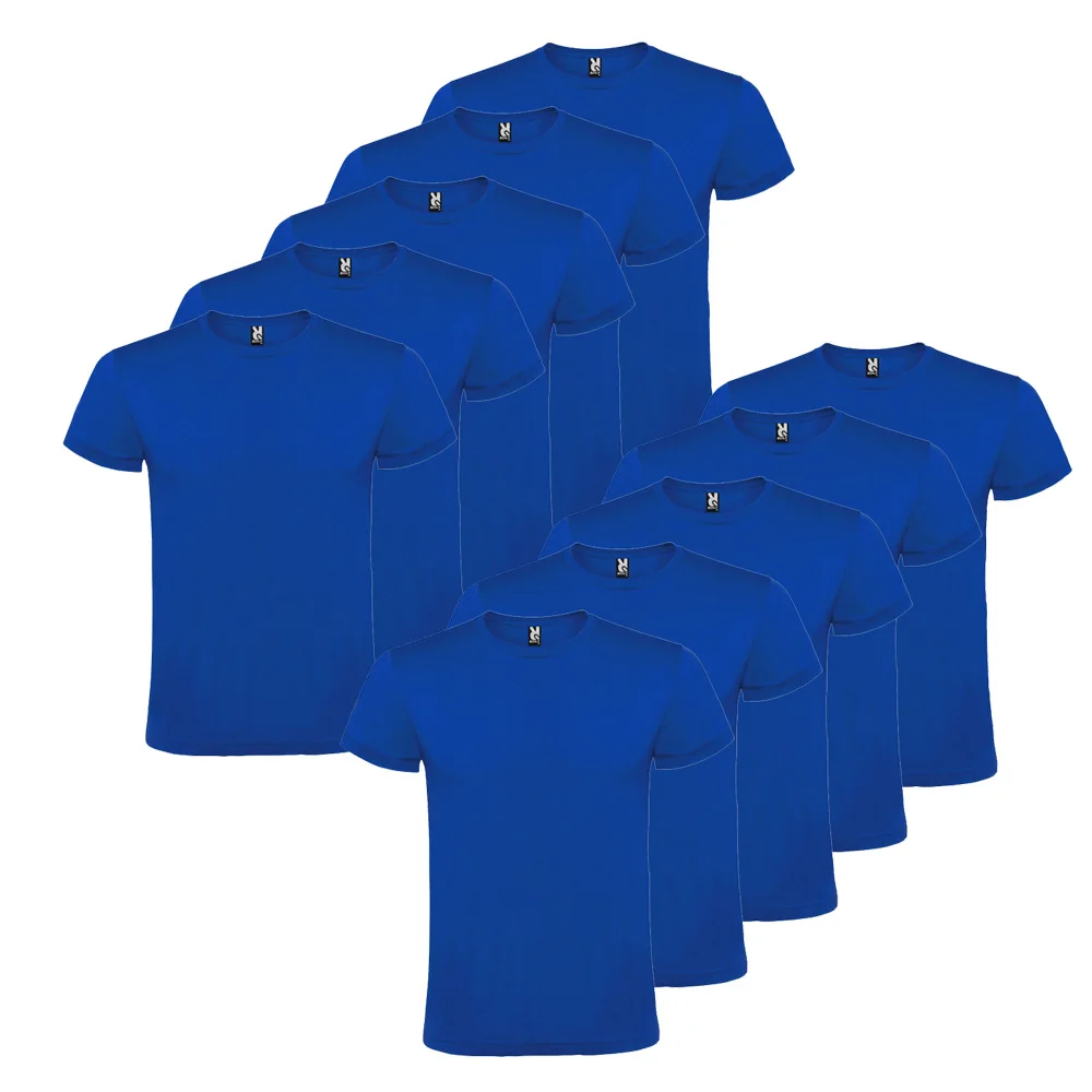 ROLY Pack 10 camisetas básicas de algodón, Unisex, Gramaje 150g/m2, Cuello redondo y Manga corta tubular  Tallas S-XL
