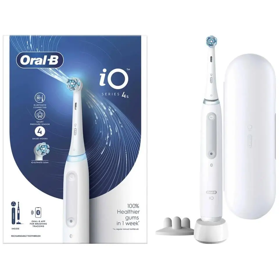 Cepillo de dientes eléctrico Braun Oral-B iO 4S con sensor de presión y cabezal redondo para adultos, color blanco - Imagen 5
