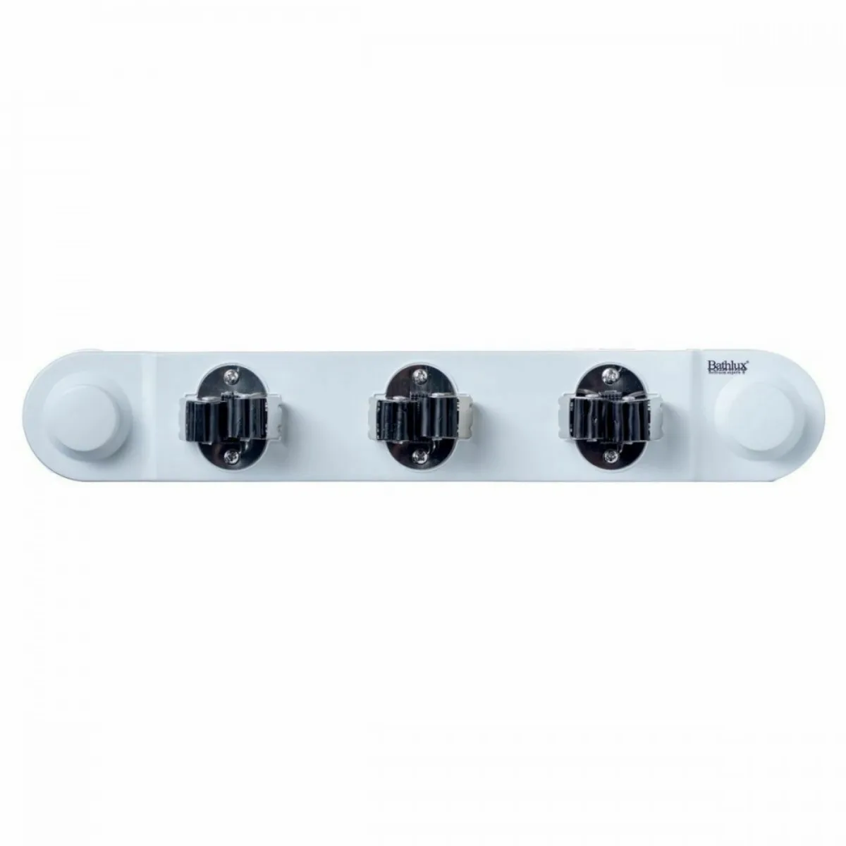 ZYLX SHOPPING - Soporte para Mopas y Escobas con Ventosas sin Taladro Bathlux | Colgador de Pared con 3 Pinzas Ajustables