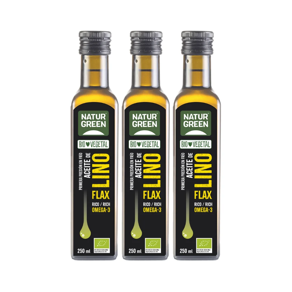 Pack 3x Naturgreen Aceite de Lino Rico en Omega 3 para Mejorar la Salud