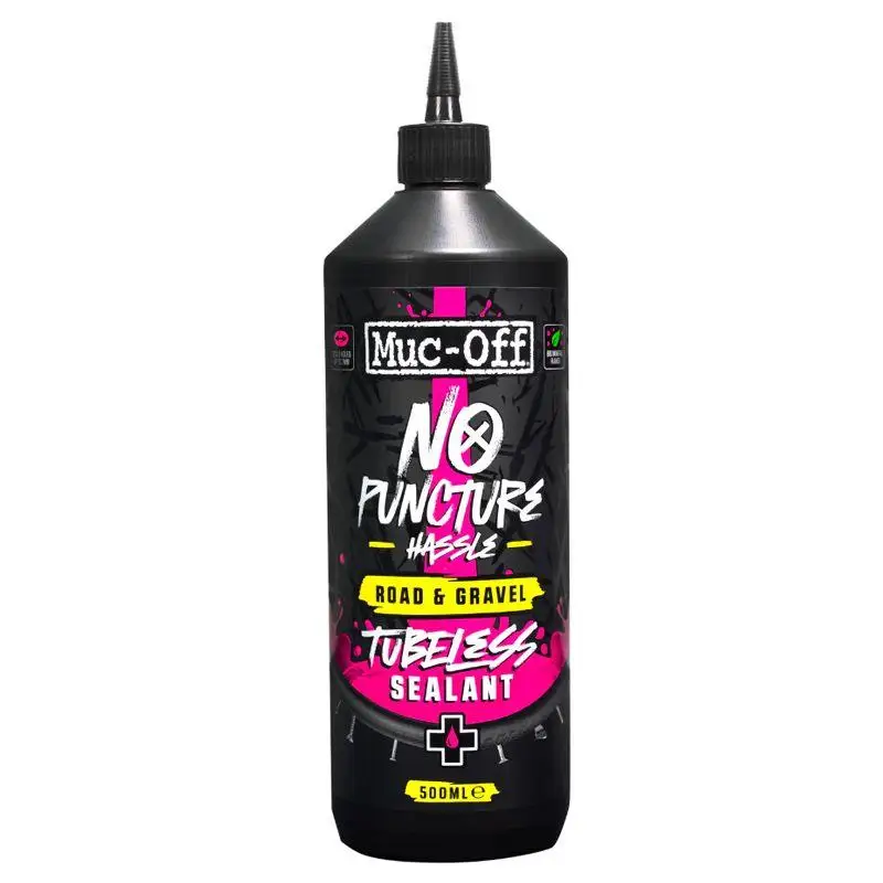 MUC-OFF | Líquido Sellante Antipinchazos Tubeless Carretera-Gravel 500ml - Líquido sellante desarrollado en colaboración con equipos Pro Tour para oferecer el máximo rendimiento.     Sella pinchazos