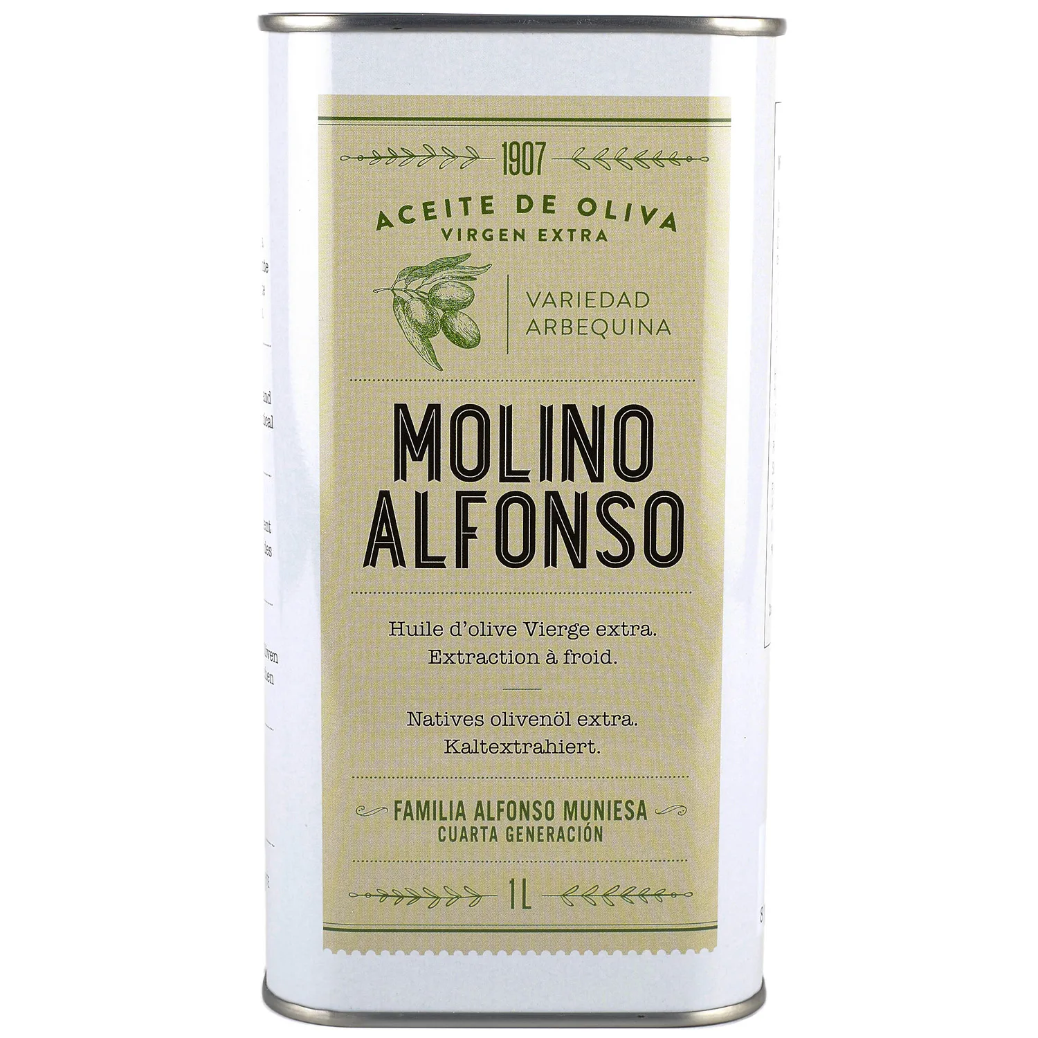 MOLINO ALFONSO - Aceite de Oliva Virgen Extra 'Arbequina' (Lata 1L)