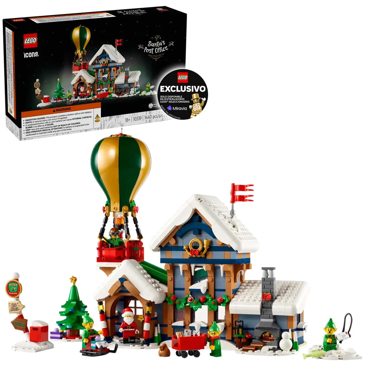 LEGO 10339 Icons: Oficina de Correos de Papá Noel para Construir, con Árbol de Navidad, Globo Iluminado y 5 Minifiguras, Ideal para Fans de la Decoración Navideña – Exclusivo Miravia