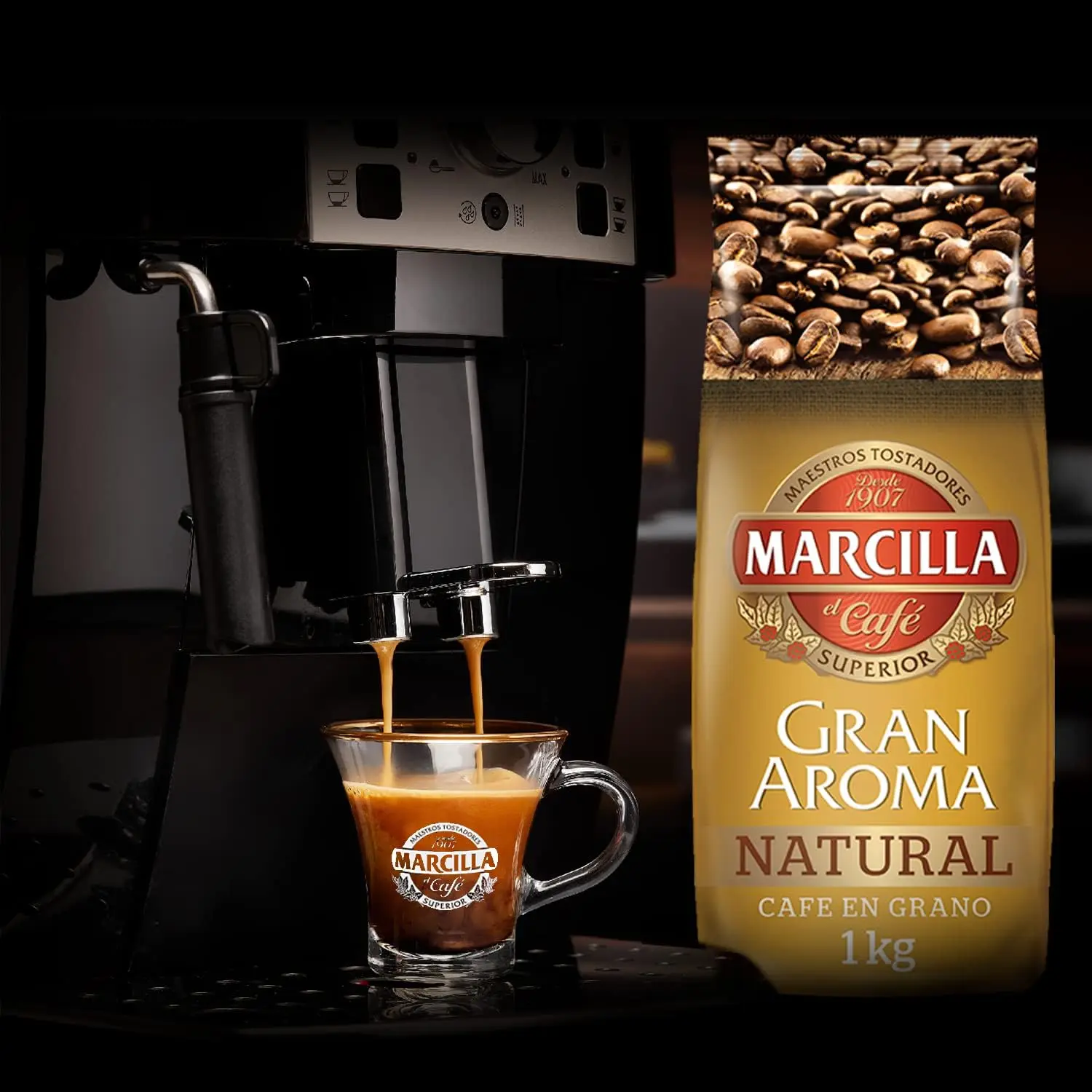 PACK of 2-coffee Natural Marcilla bean 1Kg great aroma