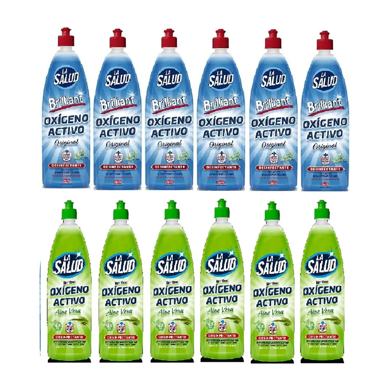 DESINFECTANTE MULTIUSOS SIN LEJIA OXIGENO ACTIVO LA SALUD ORIGINAL Y ALOE VERA LIMPIA HOGAR PACK 6+6 TOTAL 12 LITROS