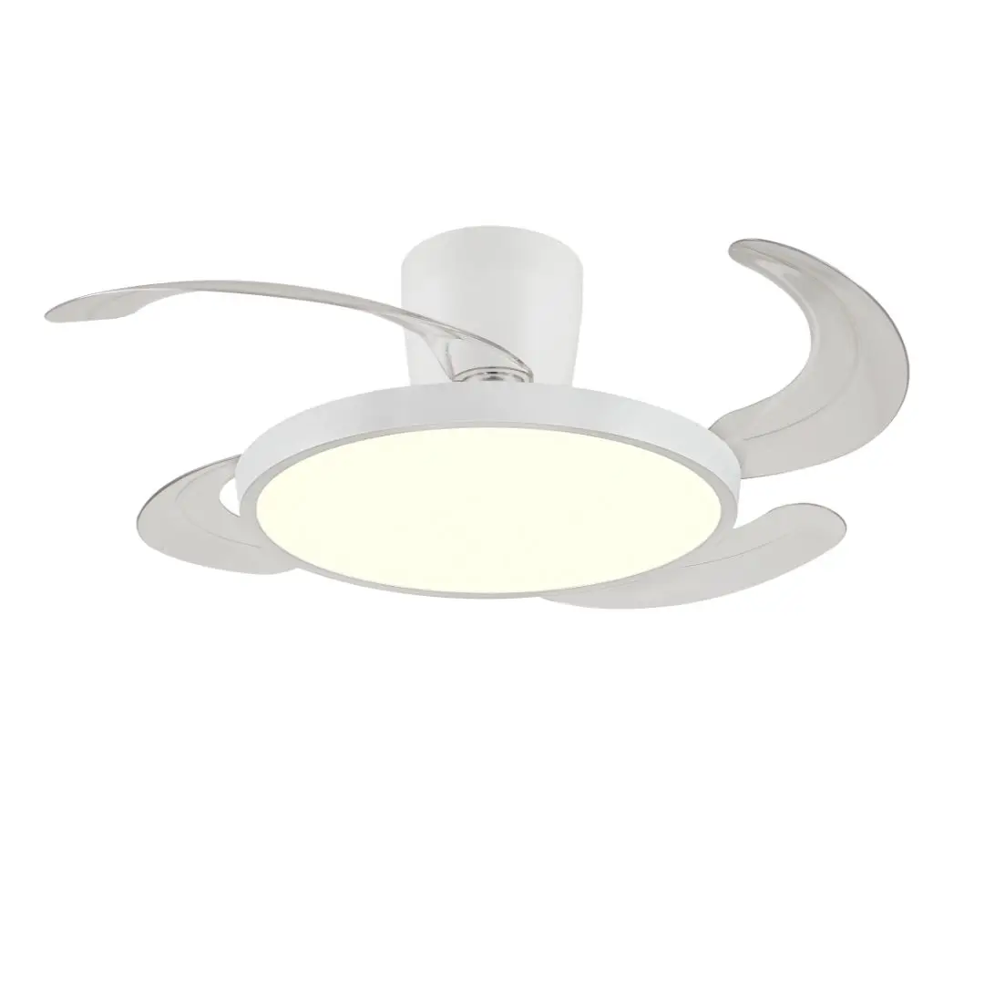 Ventilador de techo led con base PB LIGHTING con aspas retráctiles MELODY S LONG Ø92cm blanco con mando y regulable