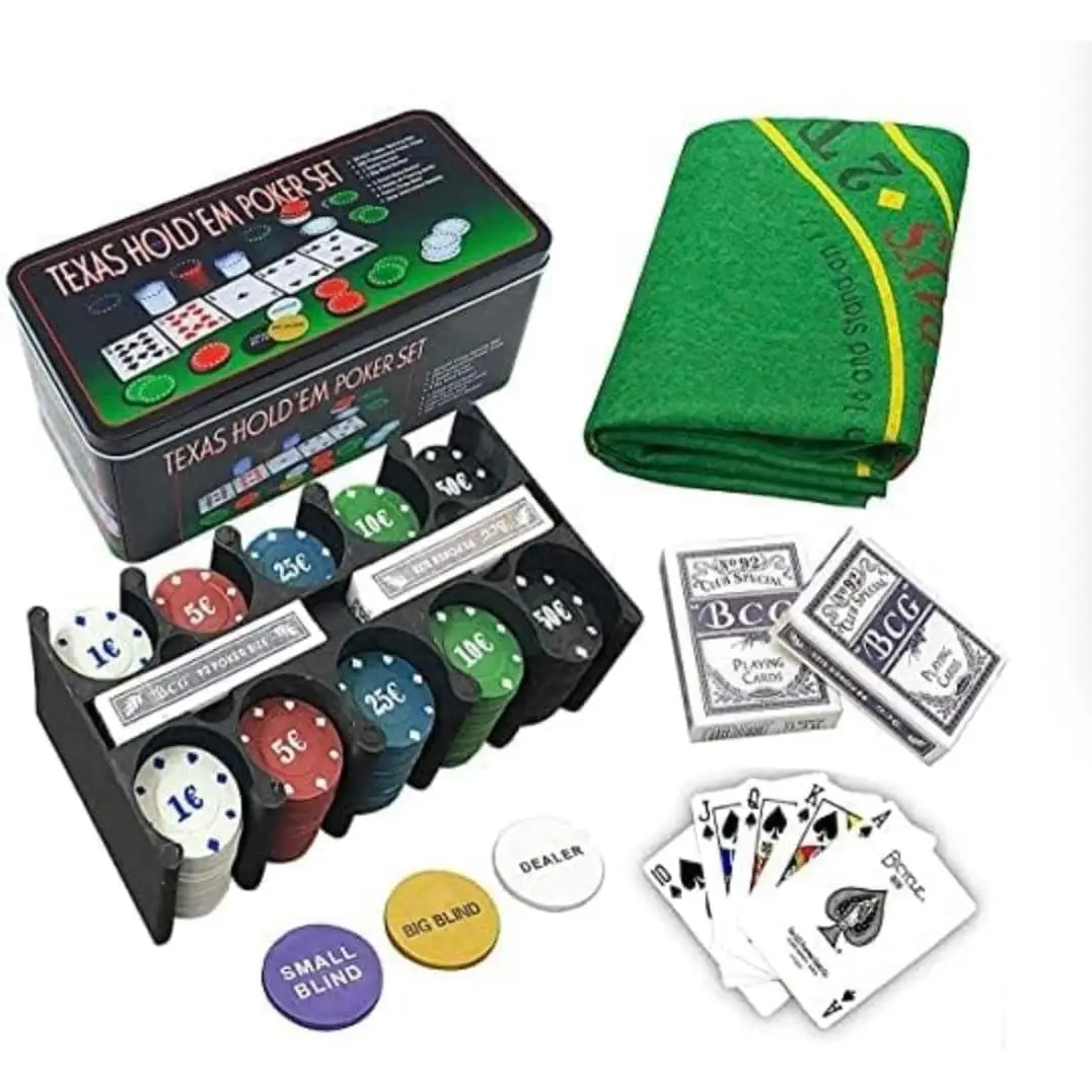 LD Morphling-Set de póker Caja de Metal o Bolsa de Tela, 200 fichas de póker, 2 Cubiertas, botón de repartidor, ciega pequeña, Gran ciega, tapete de Juego