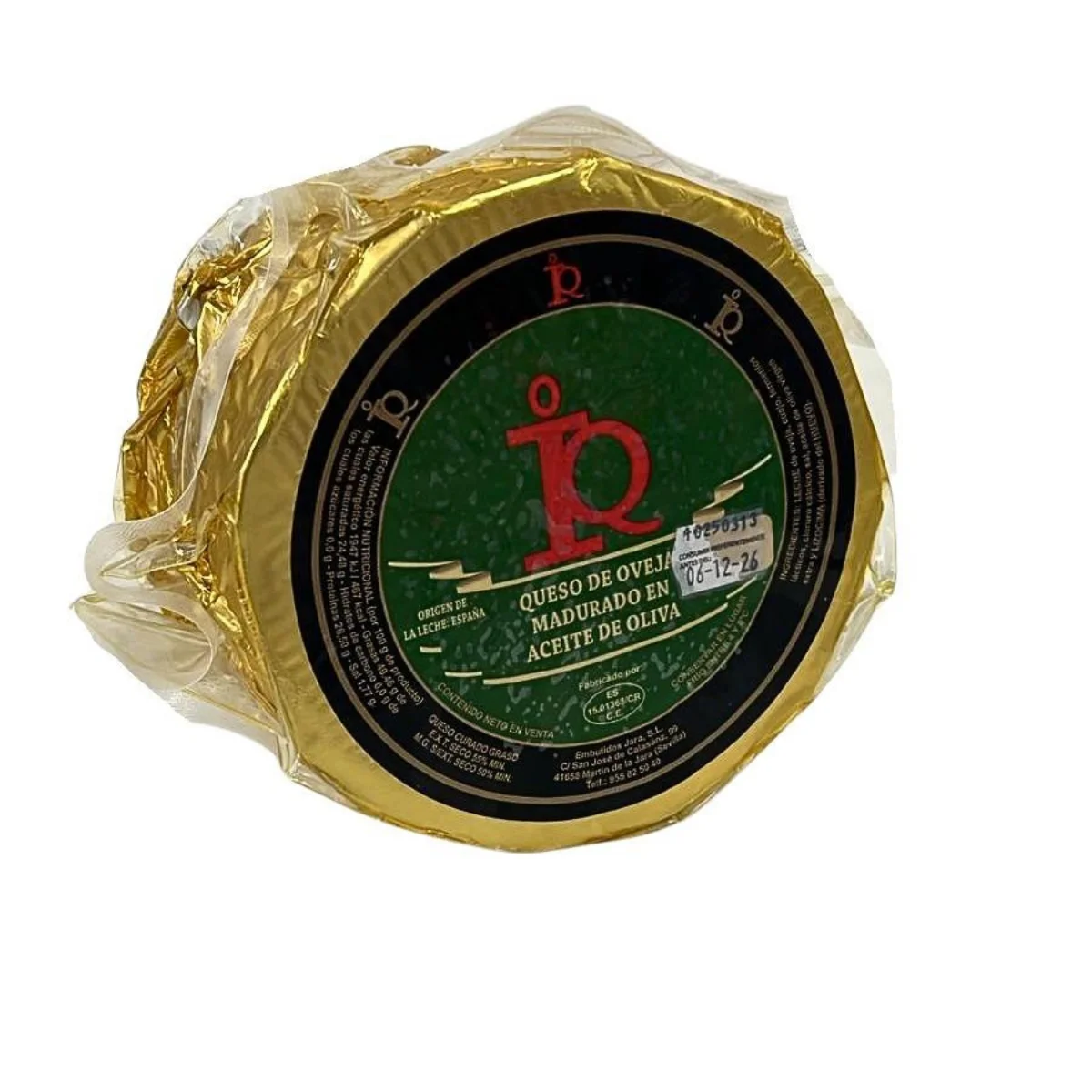 Queso de Oveja Curado en Aceite de Oliva , Quesos IQ , Sabor Añejo y Fuerte , Ideal Aperitivo , Pieza Entera 1,6kg Aprox