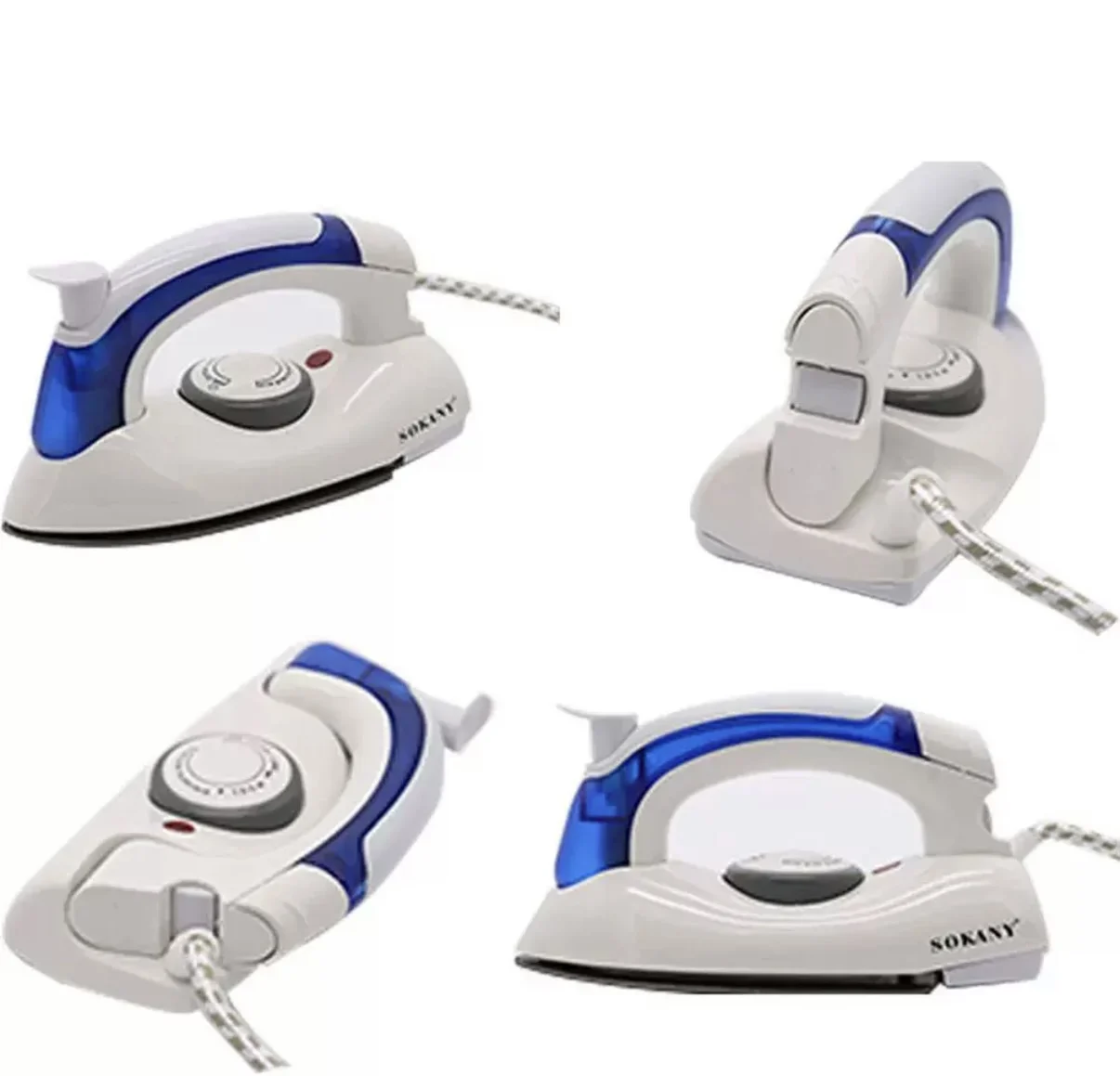 SOKANY Mimi Foldable Steam Iron 700W for Travel, compact and portable with stainless steel soleplate, variable steam, and travel-ready features for always ready clothes.