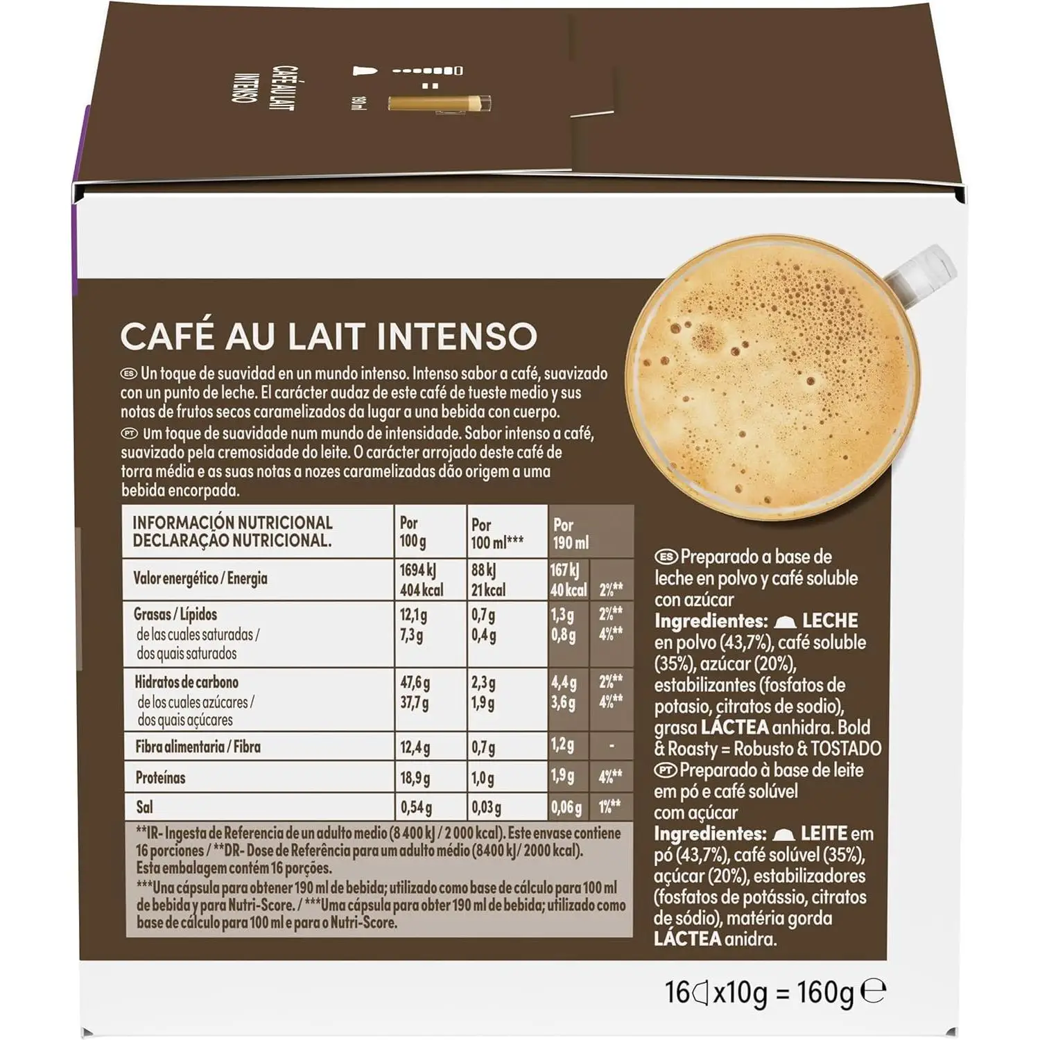 Nescafé dolce gusto espresso doppio, 96 capsules, intensity 10, arabica and robusta coffee (6 pack x 16) total 96 capsules