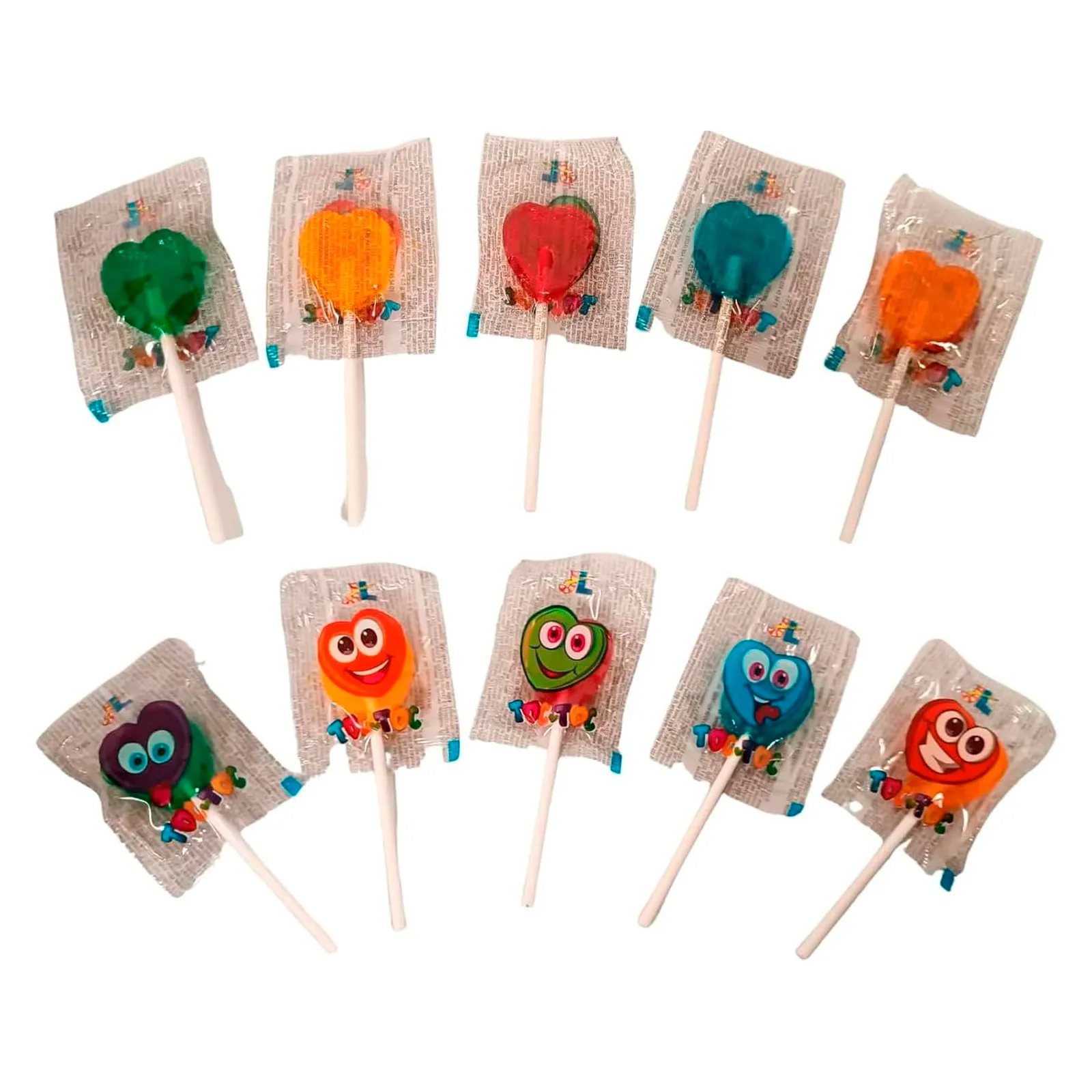 Deliex delicias de Extremadura - 200 Piruletas Corazon Sabores y Colores Surtidos SIn Gluten - Caramelos con Palo TocToc