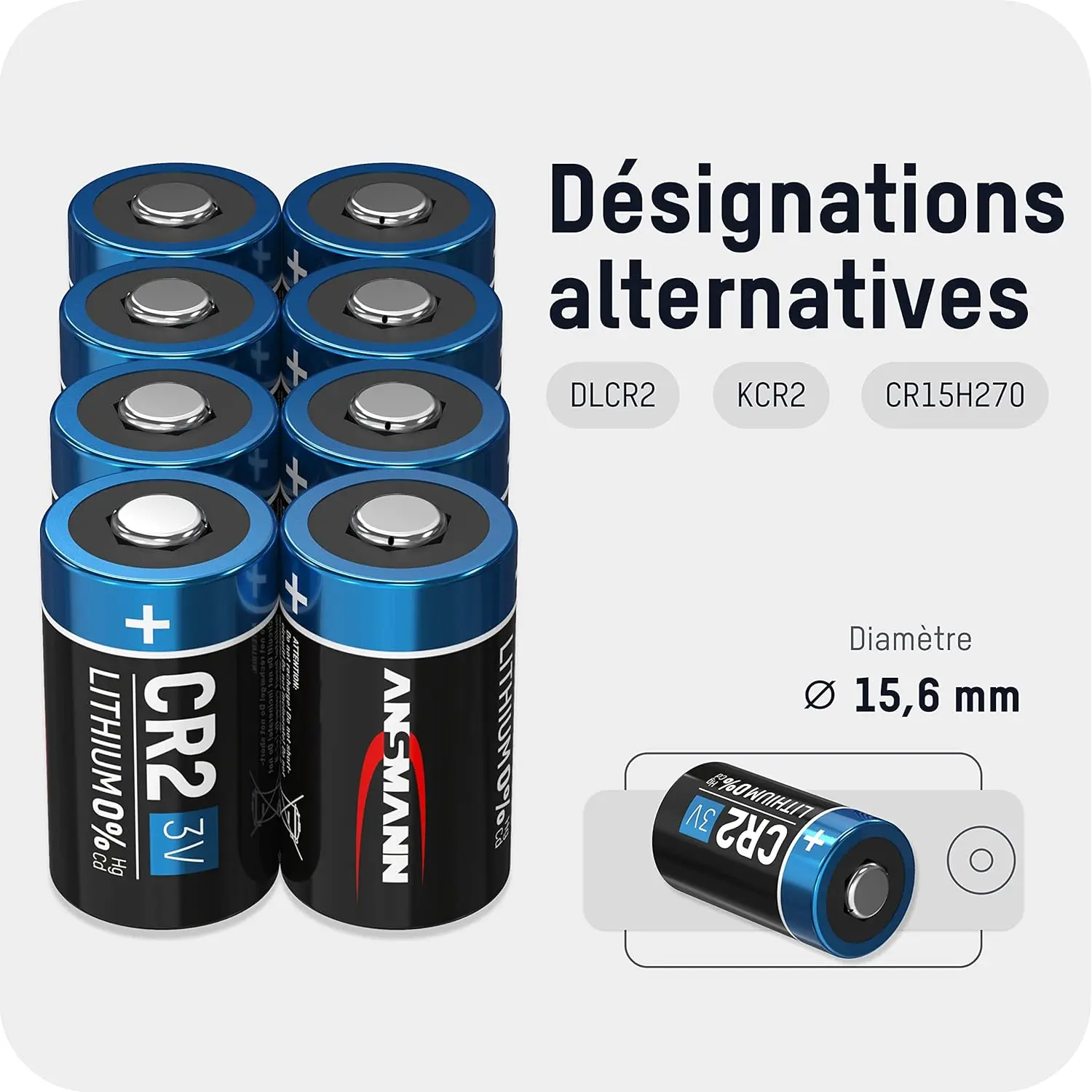 Ansmann 8X Ansmann Cr2 Lithium Battery 3V - 850 Mah High Performance Battery (8 Units)