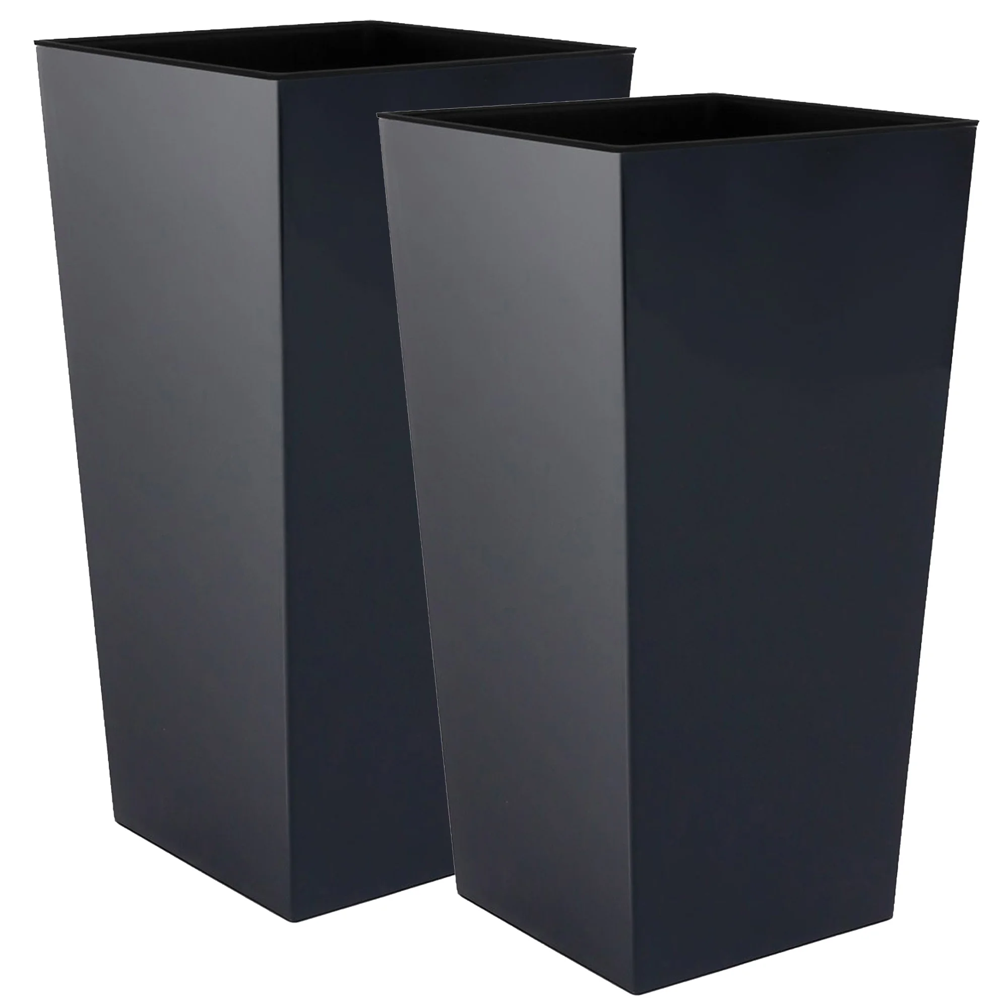2 unidades de maceta alta urbi 49 litros, de plástico, 32,5 x 32,5 x 61 cm antracita WELLHOME