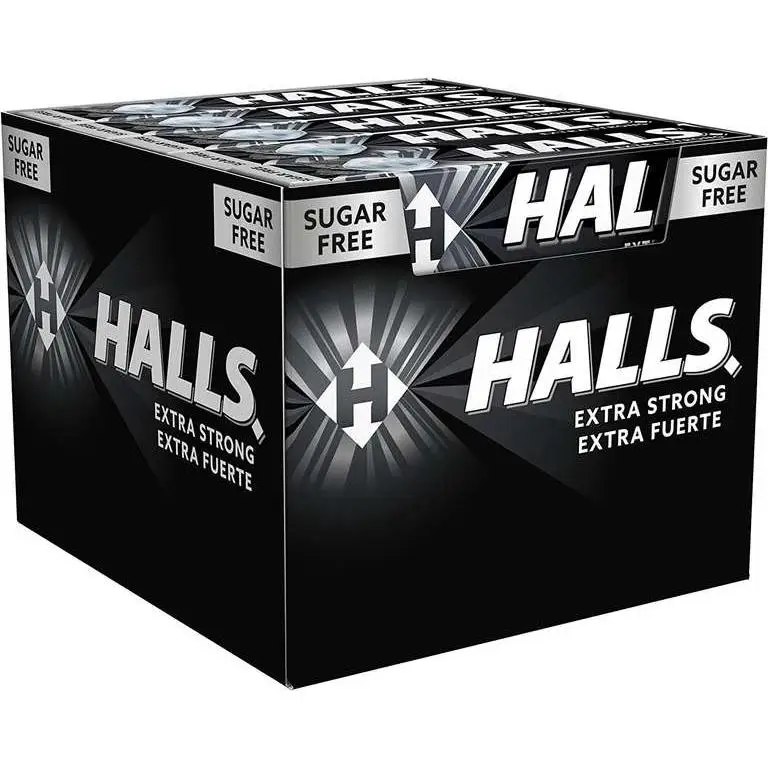 Halls menta extrafuerte - Caramelos duros sin azucar - Caja 20 unidades x 32g