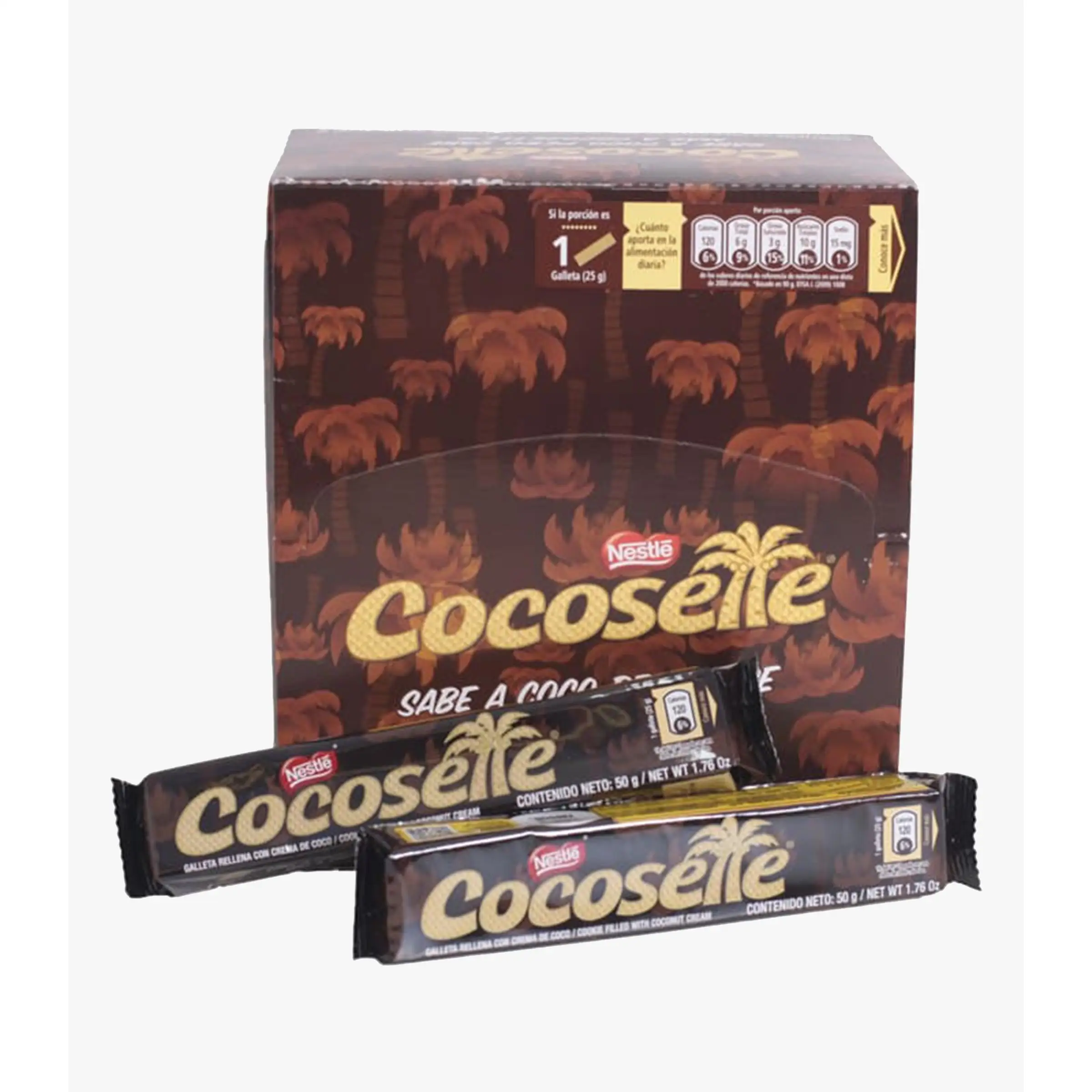 Nestle COCOSETTE - Barquillo de Galleta Rellena de Crema de Coco - CAJA de 21 Unidades de 50g