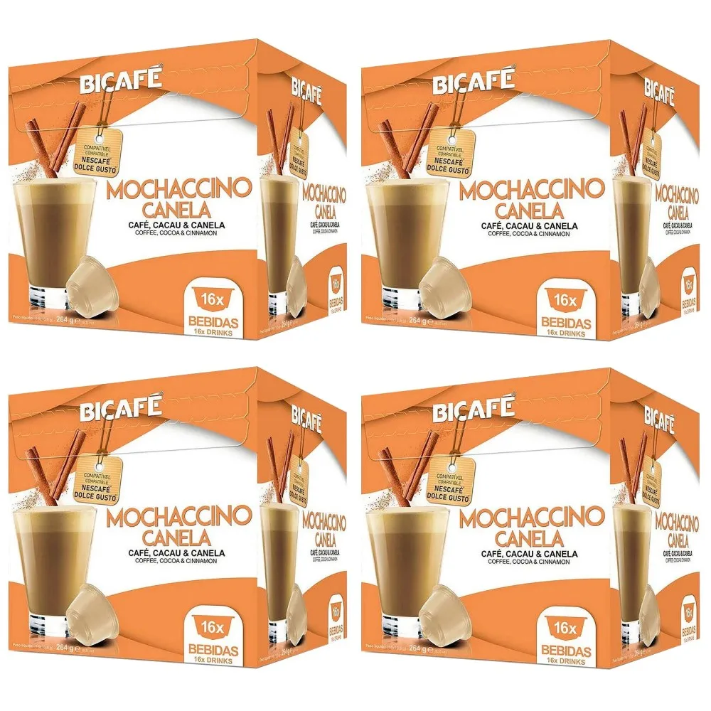 Mocachino con canela Bicafé 4 cajas de 16 cápsulas compatibles con Dolce Gusto 5601929002417