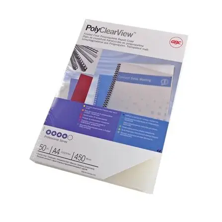 Gbc polyclearview paquete de 100 portadas de encuadernar a4 - 300 micras - color transparente mate