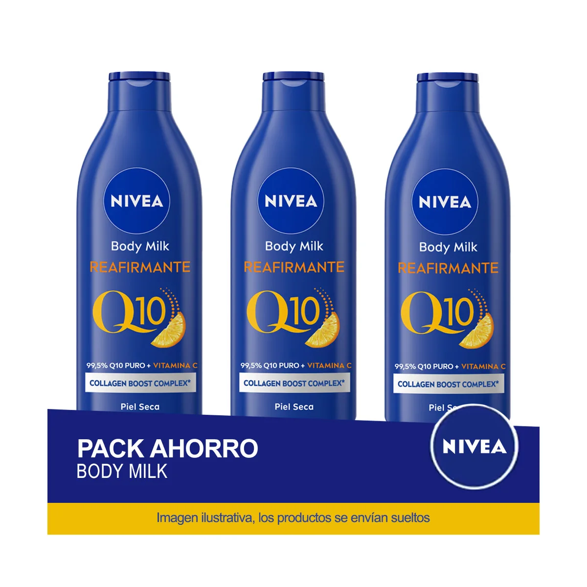 Nivea q10 body milk firming dry skin 400ml - savings pack of 3 units