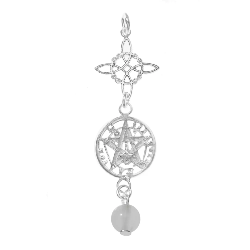 1st Sterling Silver Witch Knot & Tetragrammaton Amulet Necklace-Sterling Silver Protection Double Amulet Pendant-Jade Jewelry