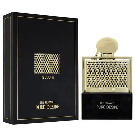 Perfume Árabe 100% Original Lattafa Rave Pure Desire Gold EDP 100ml – Exclusiva Fragancia Femenina con Notas Dulces, Florales y Amaderadas, Larga Duración y Elegancia en Cada Rocío, Ideal para Mujeres Sofisticadas que Buscan un Aroma Único y Envolvente