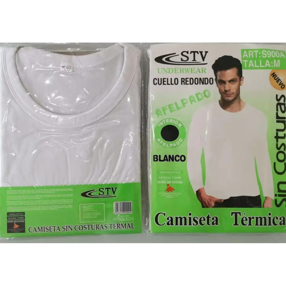 STV International Men's 3 Packs STV Thermal T Shirt-White-Size M-L